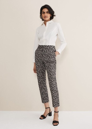 Phase Eight Fran Cigarettes Trousers Black/Grey Canada | VRMJXU-684